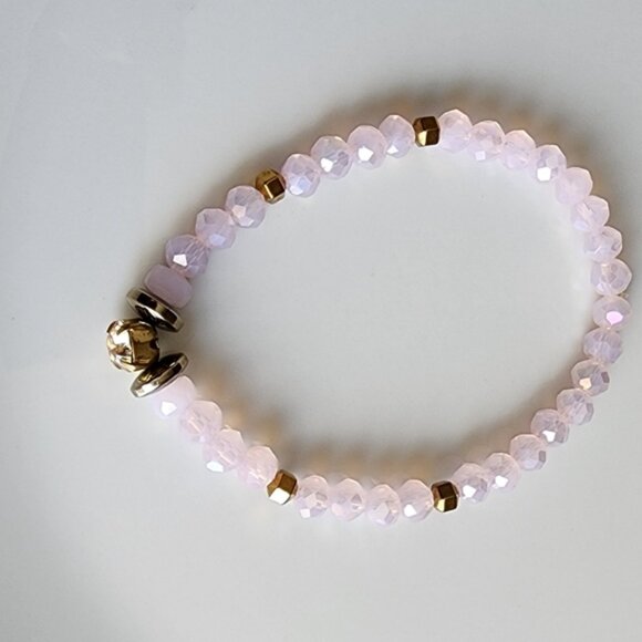 Chic Gold and Pink Beaded Bracelet - Picture 2 of 5
